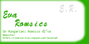 eva romsics business card